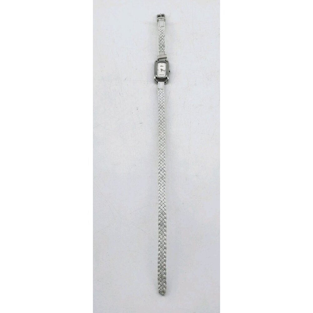 LACOSTE Stainless Steel Wristwatch White Braided‎ Genuine Leather Band Working - Picture 7 of 13